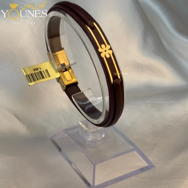 دستبند طلا زنانه چرم گل L553